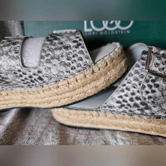 LOGO Lori Goldstein Espadrille Sandal Lindsay Leather Snake Skin Open Toe Sz 8.5 - Picture 5 of 11